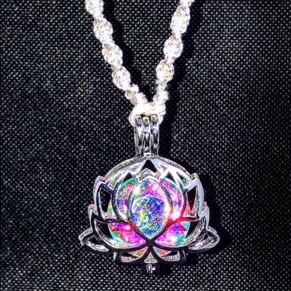 Lotus Flower Pendant Necklace on Macraméd Cord